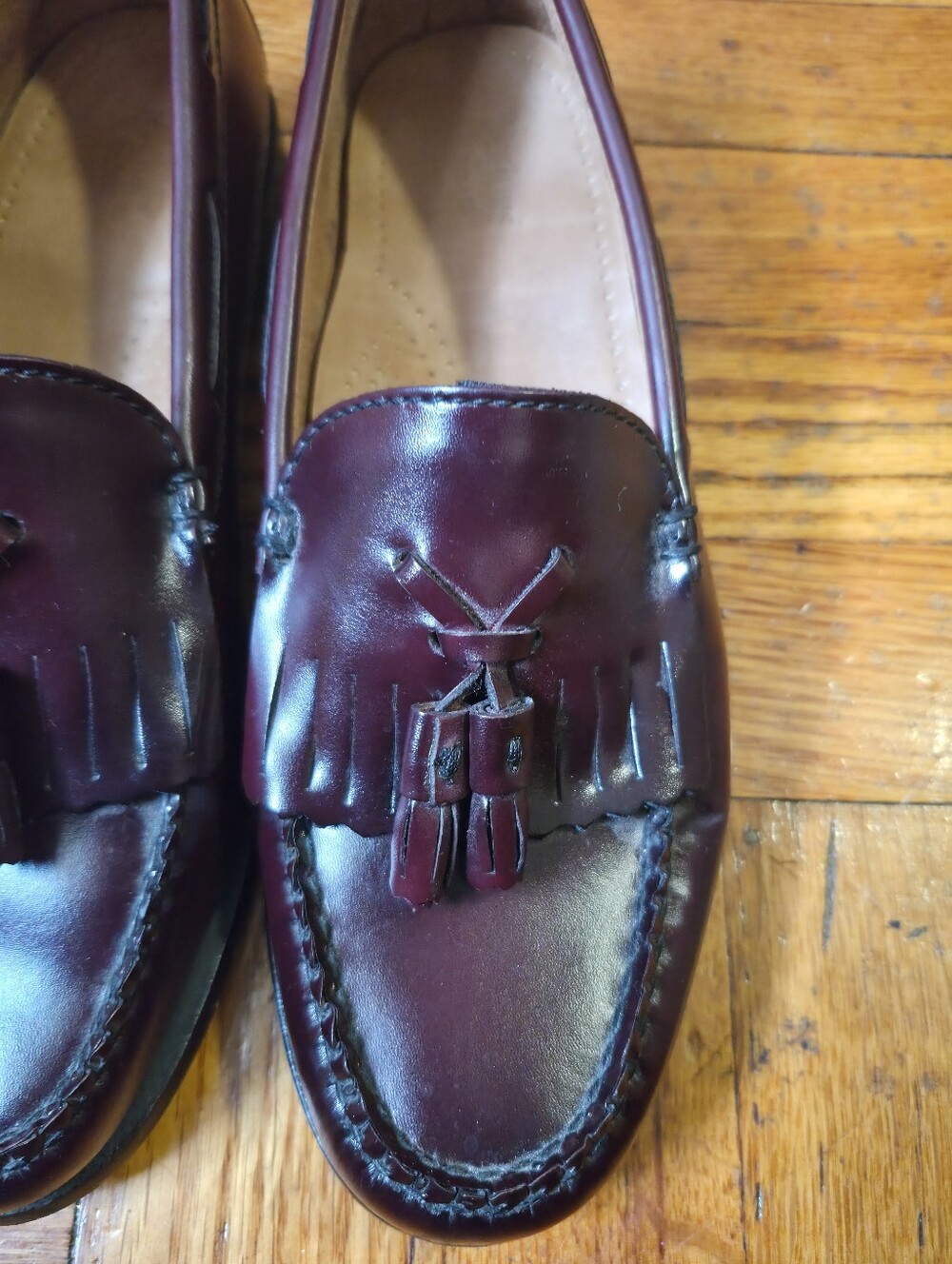G.H. Bass Weejuns Jaclyn Burgundy Leather Tassel Loafers Women Shoes Kiltie 7 - Picture 2 of 8